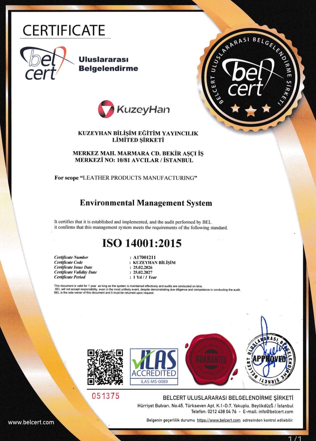 ISO Sertifikası